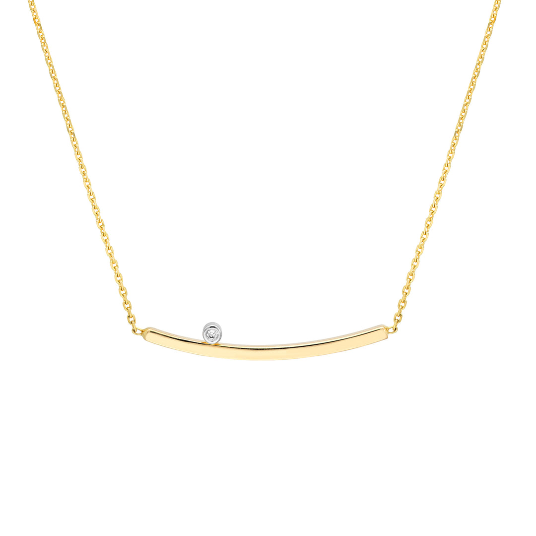 Thin Curved Bar Necklace with 1pt Diamond