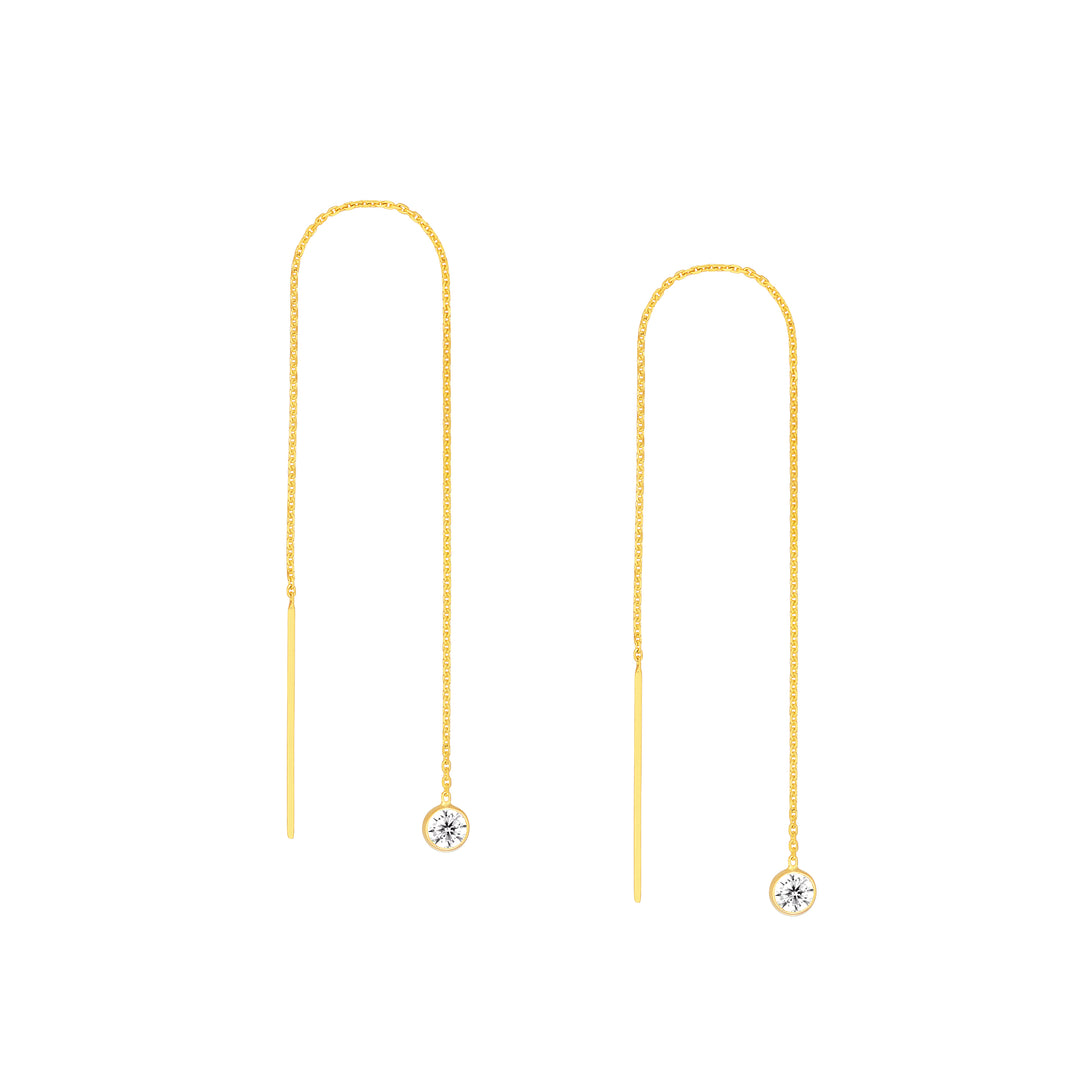 Bezel Set CZ Threader Earrings