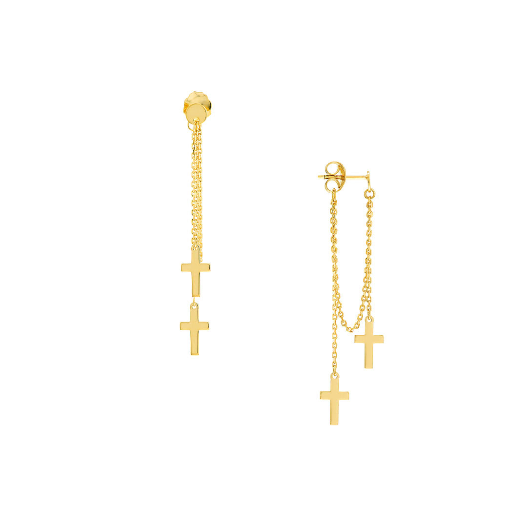 Front to Back Double Cross Chain Earrings