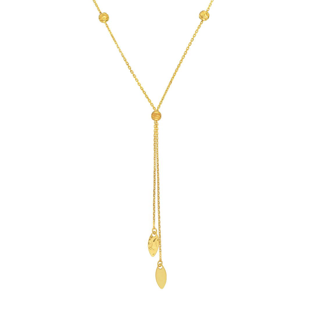 Split Chain Bead/Marquise Lariat Necklace