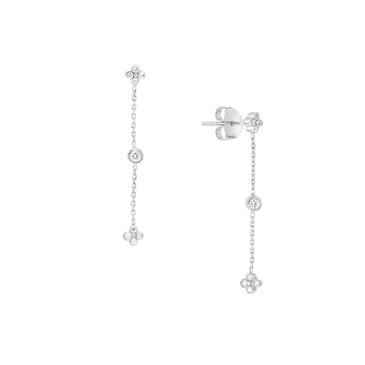 Diamond Bezel and Cluster Dangle Earrings