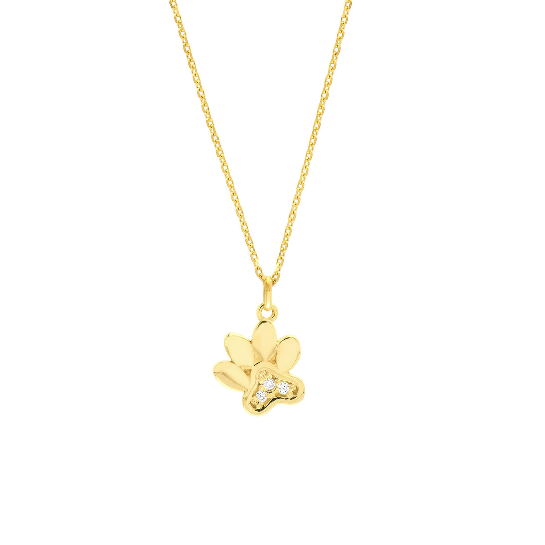 3pt Diamond Paw Print Adj. Necklace