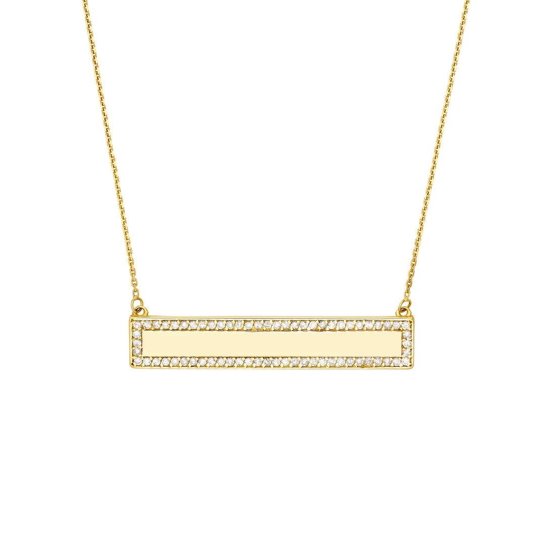 Engravable Bar Necklace with 1/3tcw Diamond Border