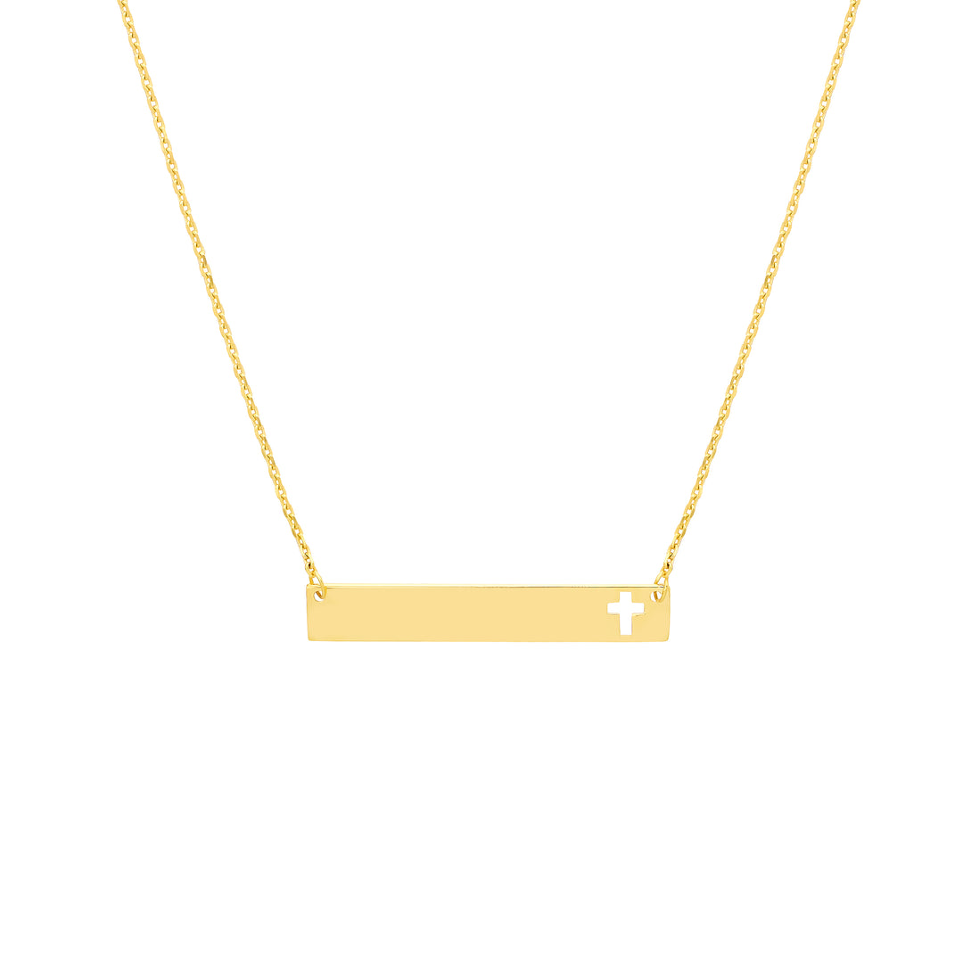 Mini Bar Necklace with Cutout Cross