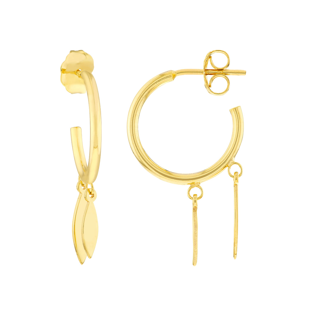 Mini Hoop Earrings with Marquise Drop Duo