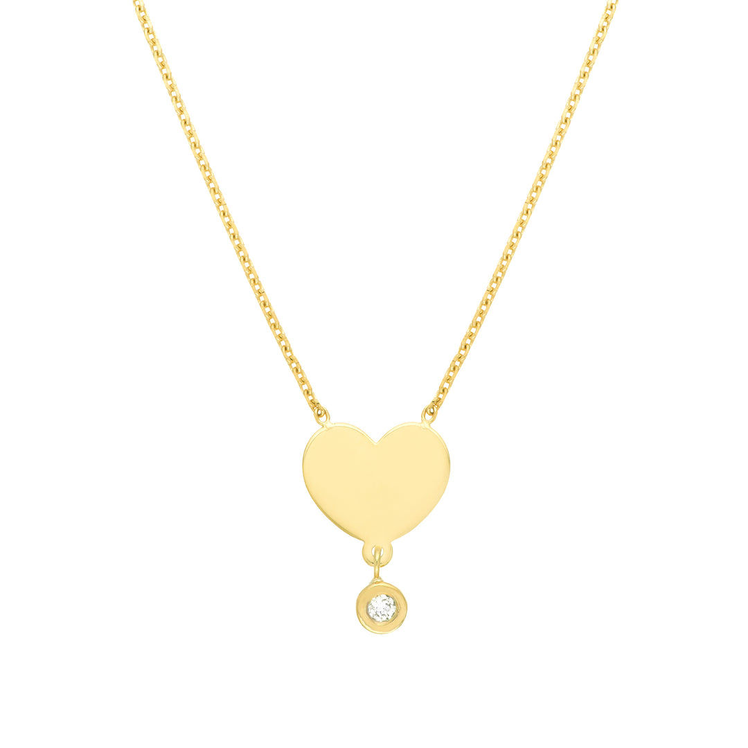 Heart with Diamond Drop Adjustable Necklace