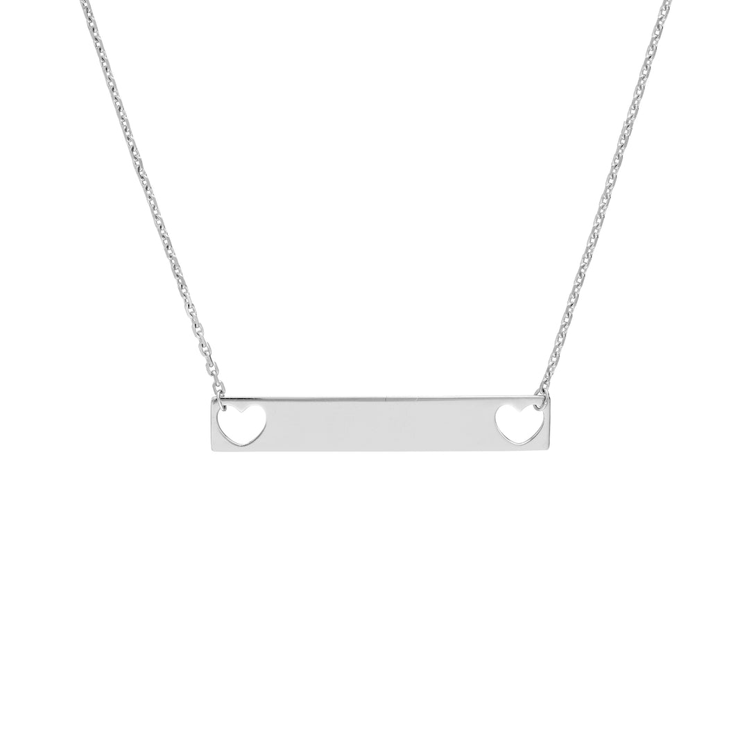 Plated Sterling Silver Mini Bar Necklace with Hearts