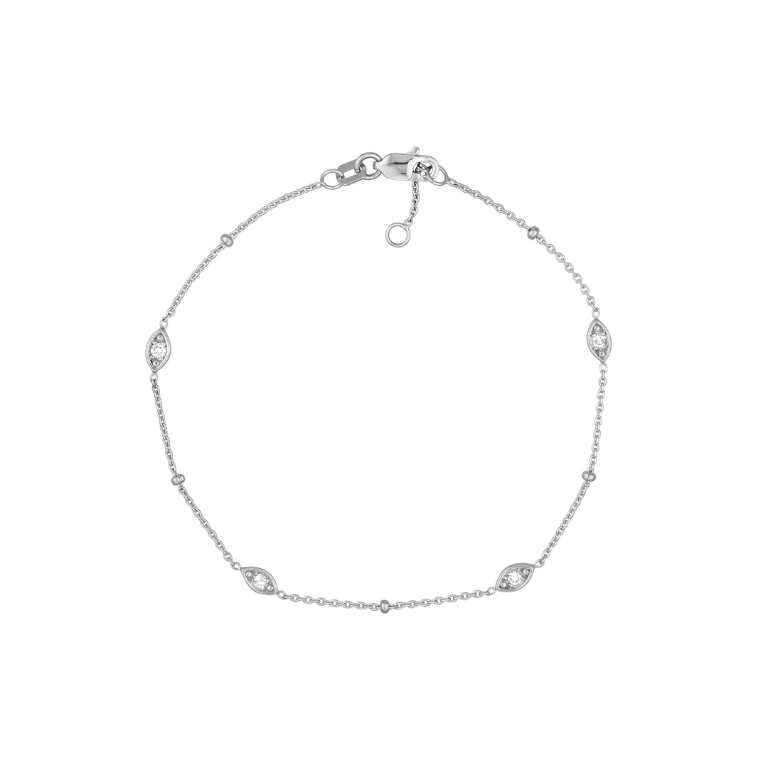 Diamond Marquise Bezels and Beads Bracelet