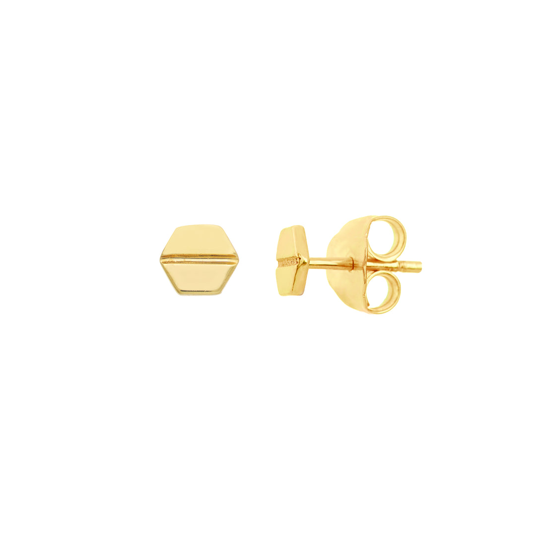 Hexagon Screw Stud Earrings on Post Back