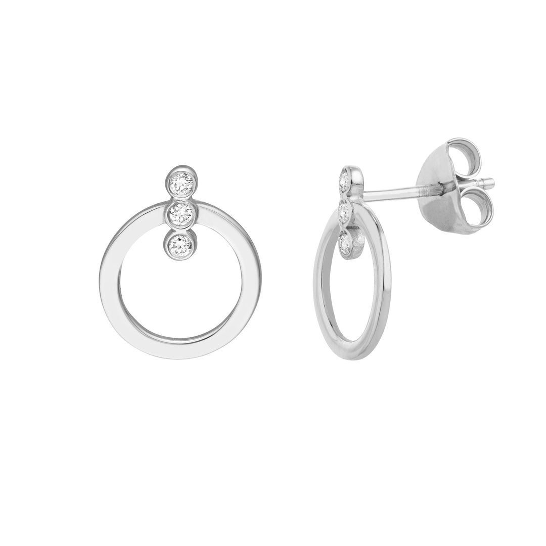 Diamond Bezel Bar Door Knocker Earrings