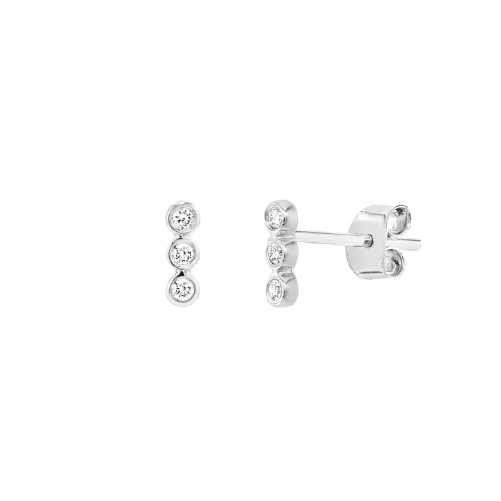 1/15tcw Diamond Bezel Trio Stud Earrings