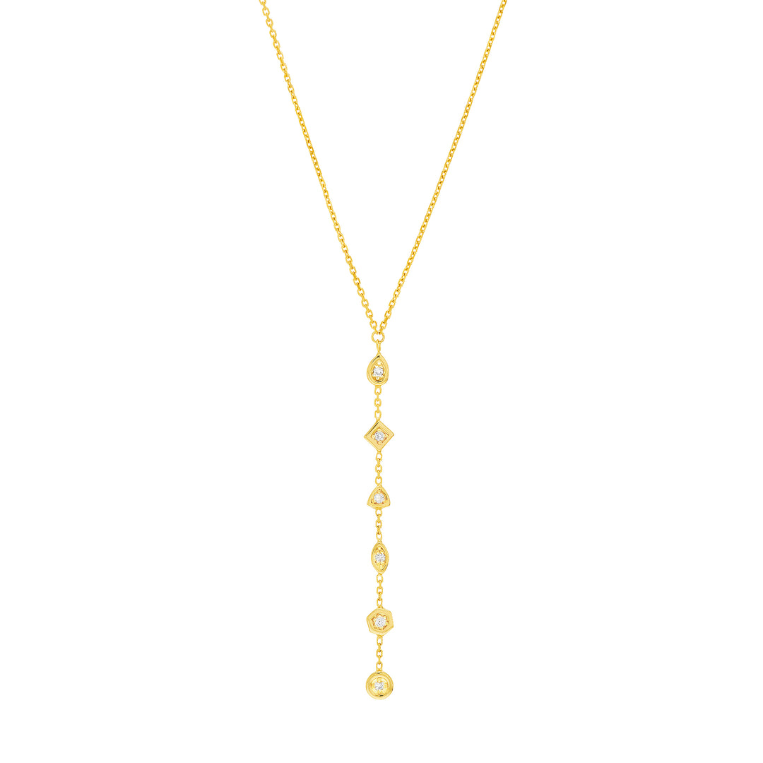 Lariat Necklace with Mixed Diamond Bezels