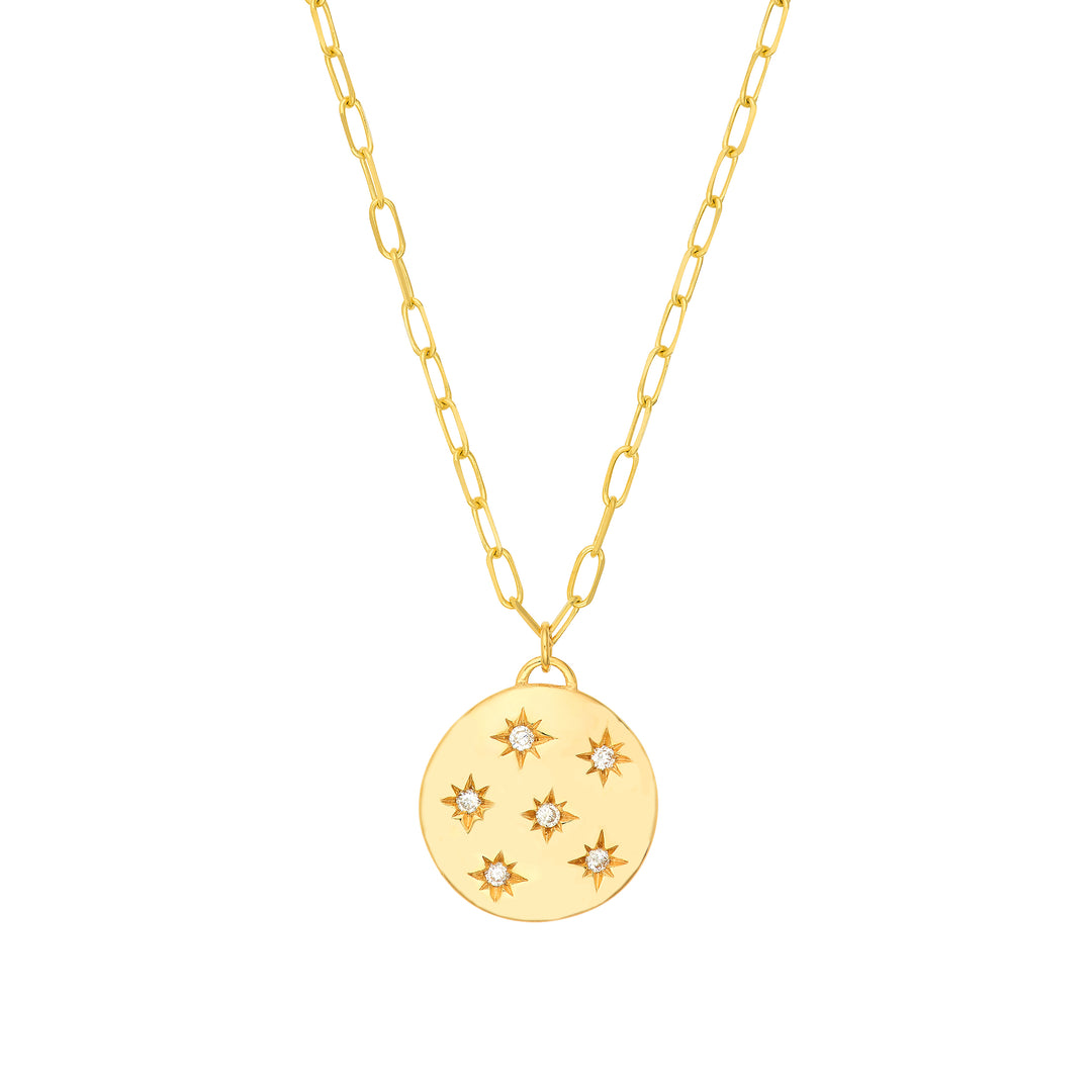 Diamond Star Cluster Medallion Necklace