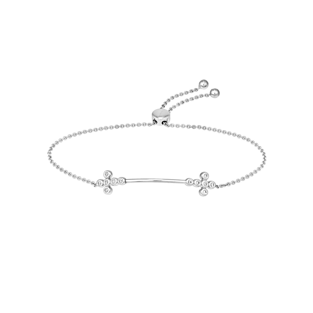 Sterling Silver CZ Bezel Bolo Bracelet