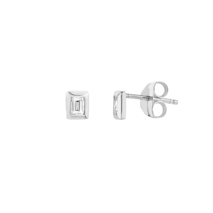 1/5ct Baguette Diamond Bezel Stud Earrings