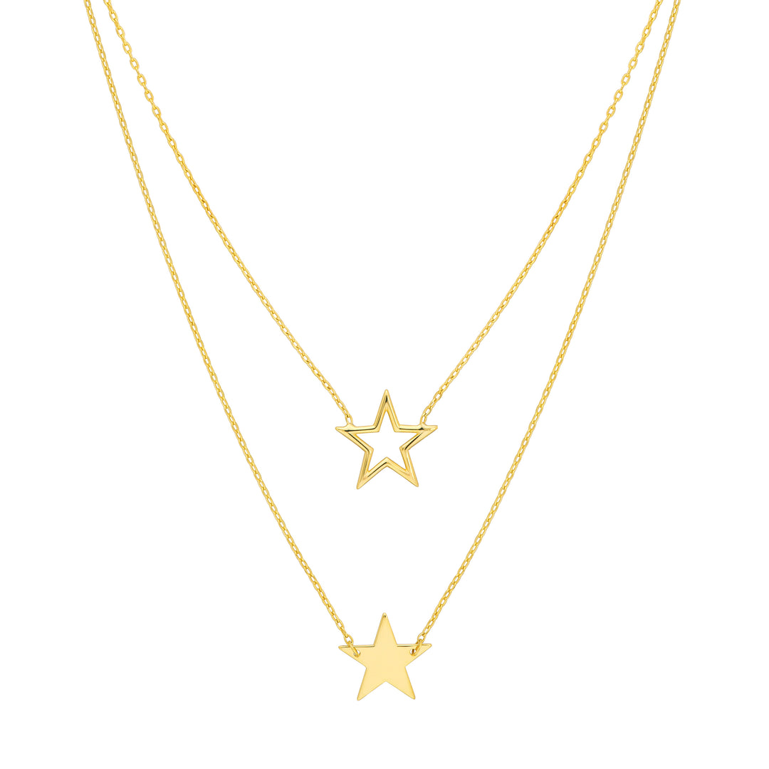 Wire and Solid Star Adj. Duet Necklace