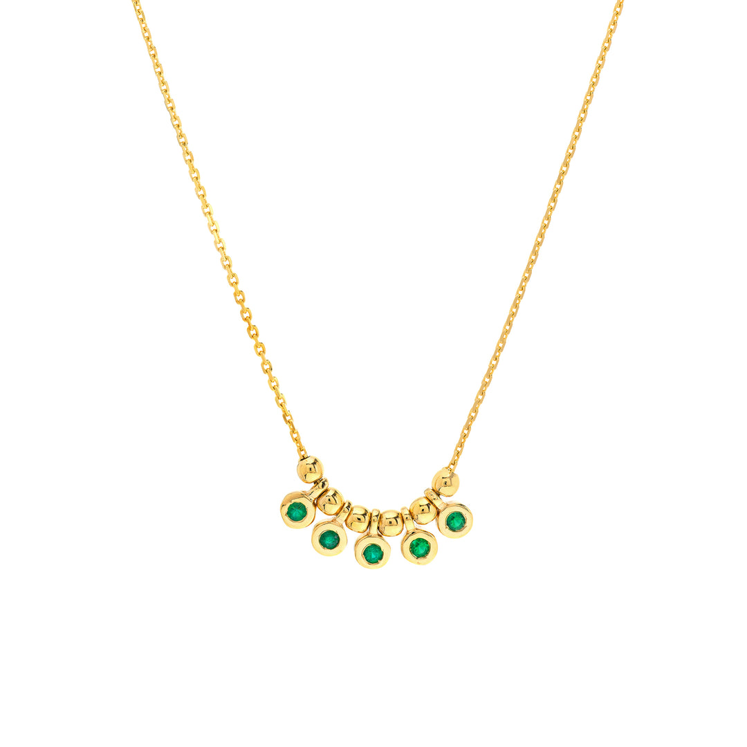 Mini Emerald Bezel and Bead Station Necklace