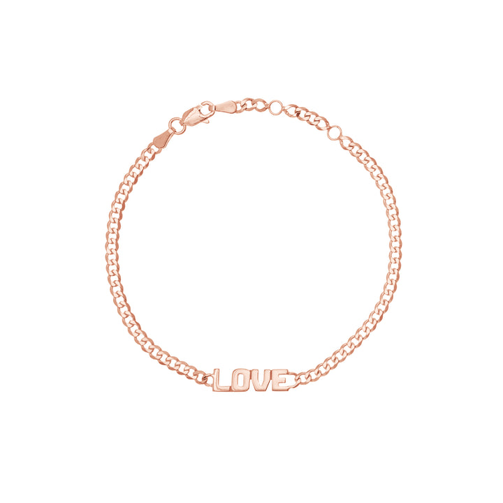 Love on Curb Chain Adjustable Bracelet