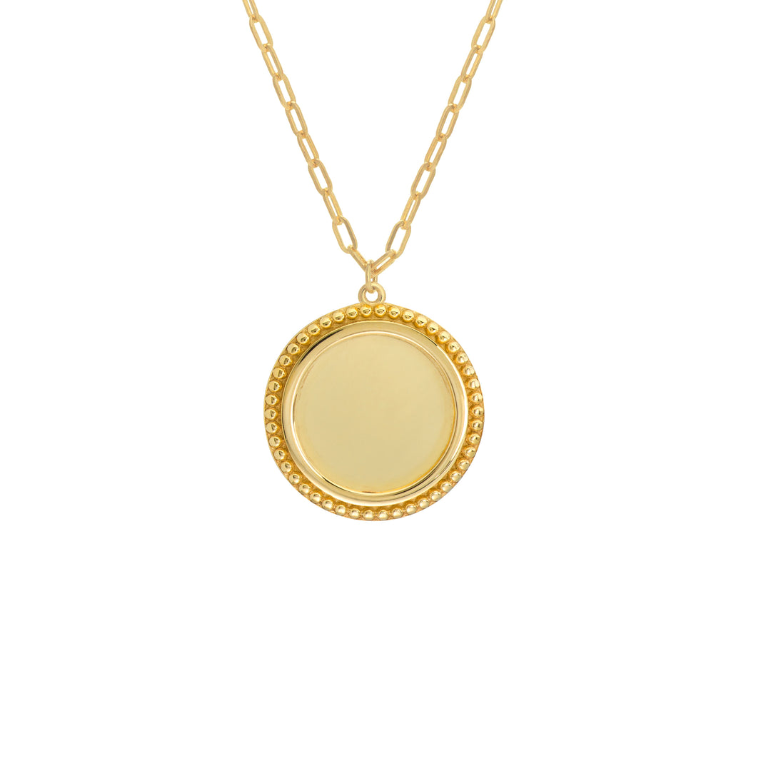 Engravable Beaded Disc Medallion Necklace