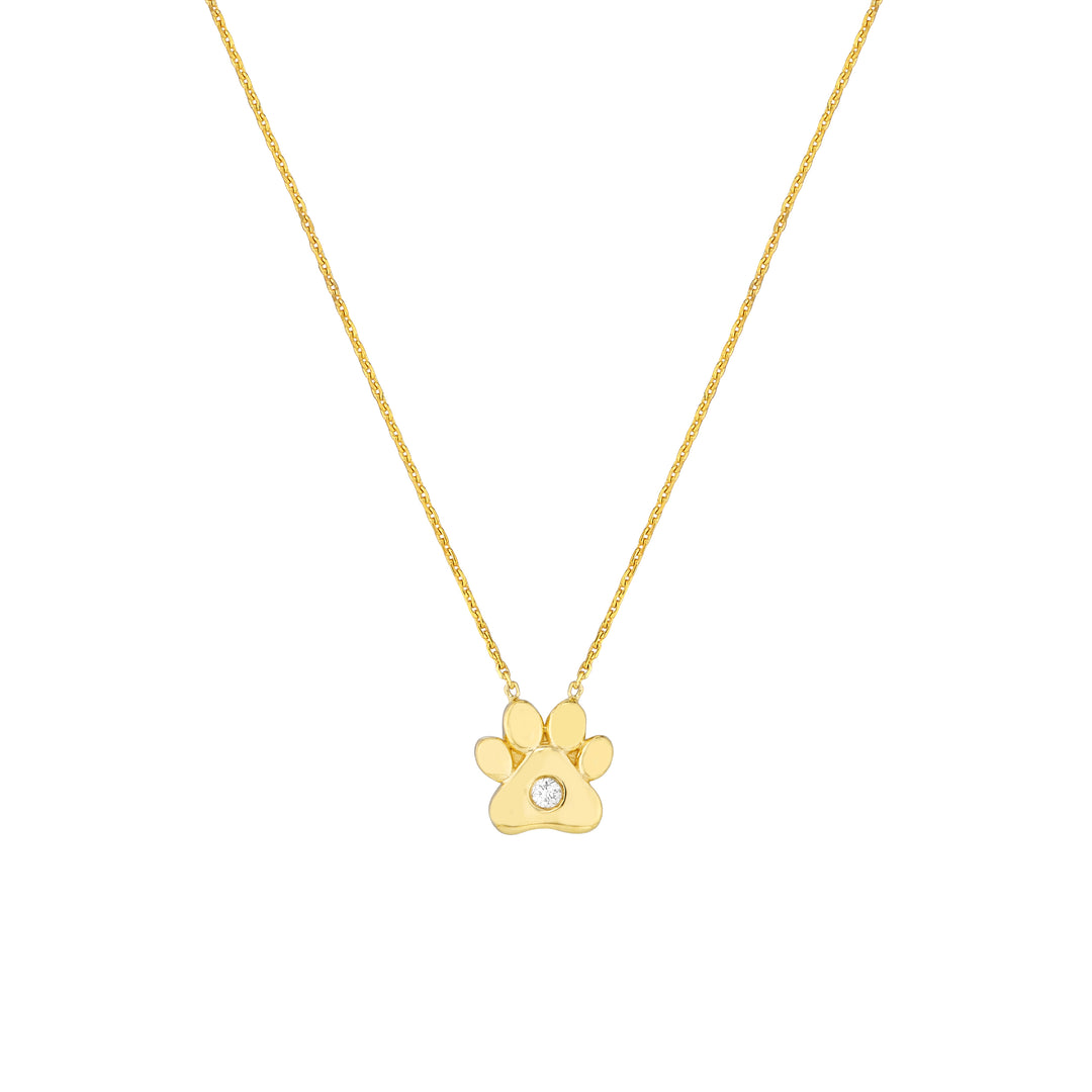 3pt Diamond Paw Pendant Necklace