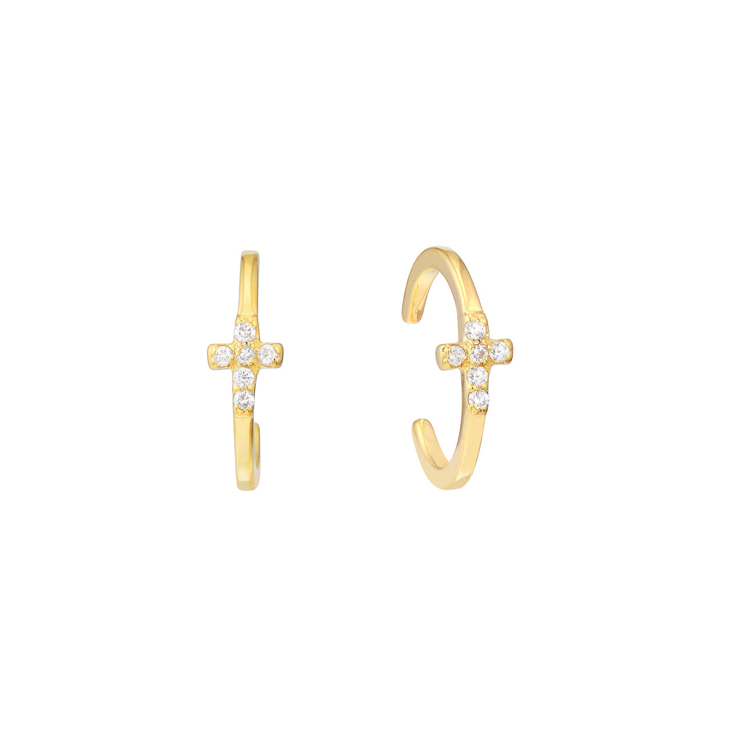 1/20tcw Diamond Cross Earring Cuffs