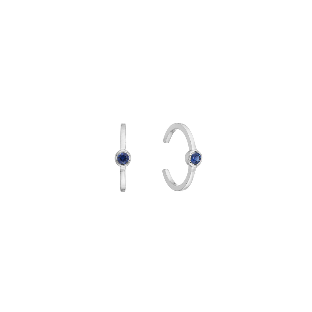 2mm Bezel Sapphire Earring Cuffs