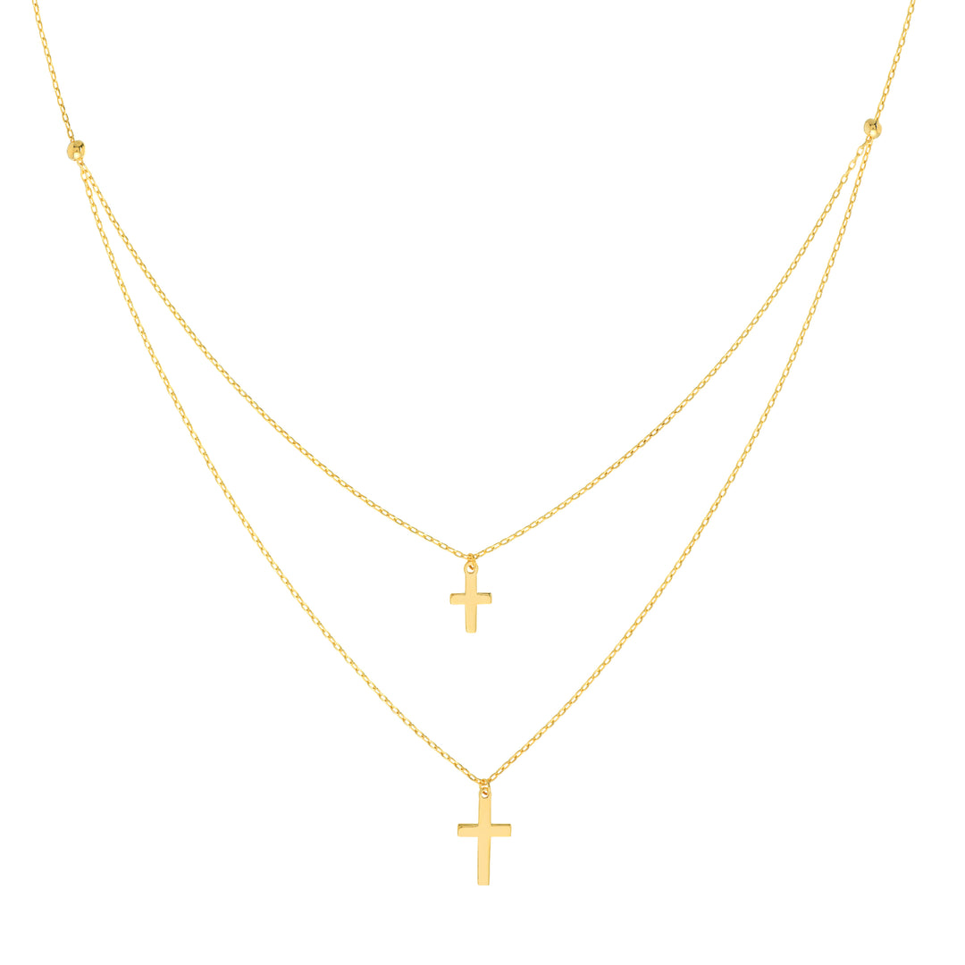 Duo Double Mini Cross Adjustable Necklace