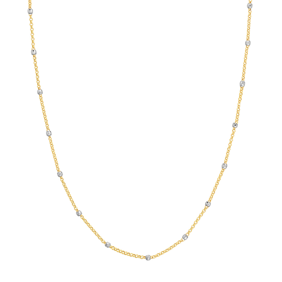 Two-Tone Disco Bead Rolo Chain Necklace