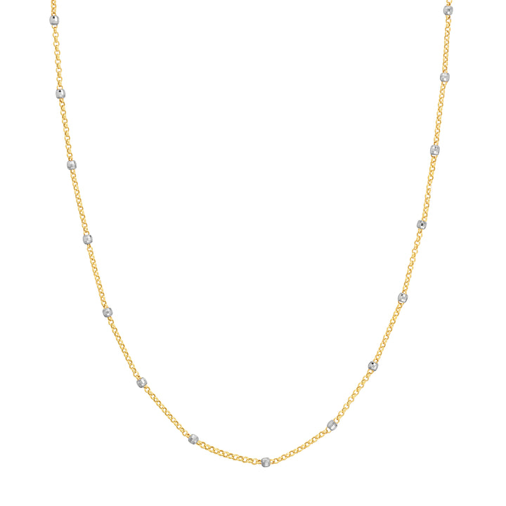 Two-Tone Disco Bead Rolo Chain Necklace