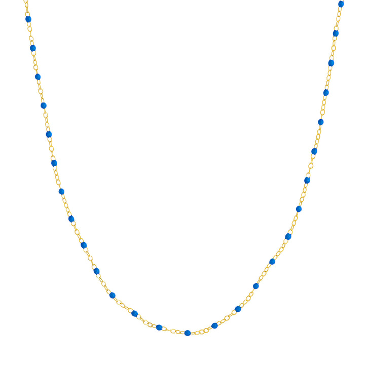 Cobalt Enamel Bead on Piatto Chain