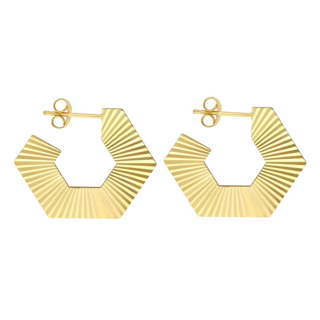 Hexagon Radiant J Hoop Earrings