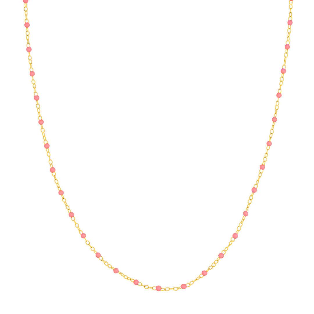 Baby Pink Enamel Bead Piatto Chain