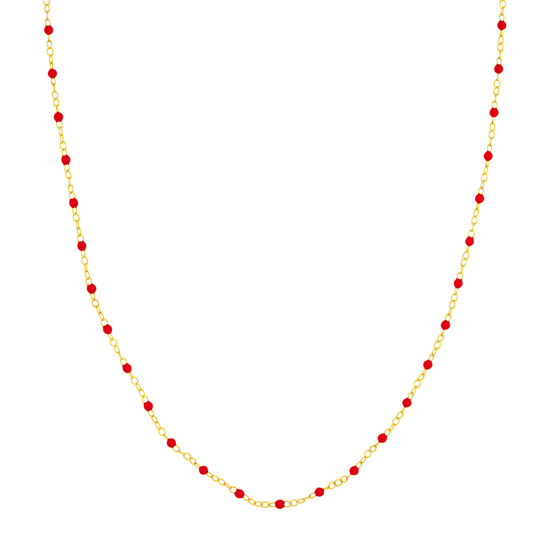 Red Enamel Bead Piatto Chain