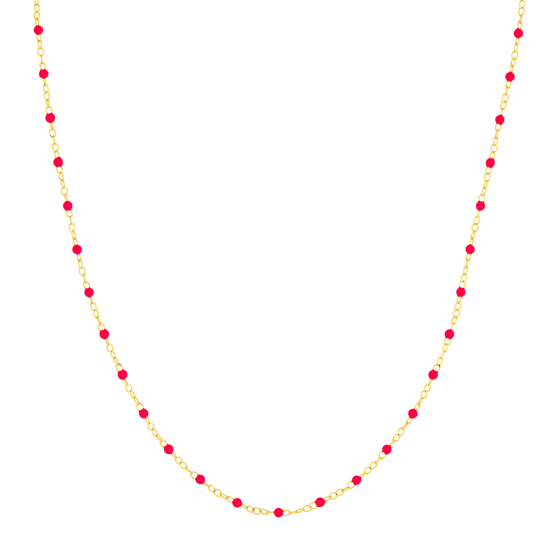 Neon Pink Enamel Bead Piatto Chain