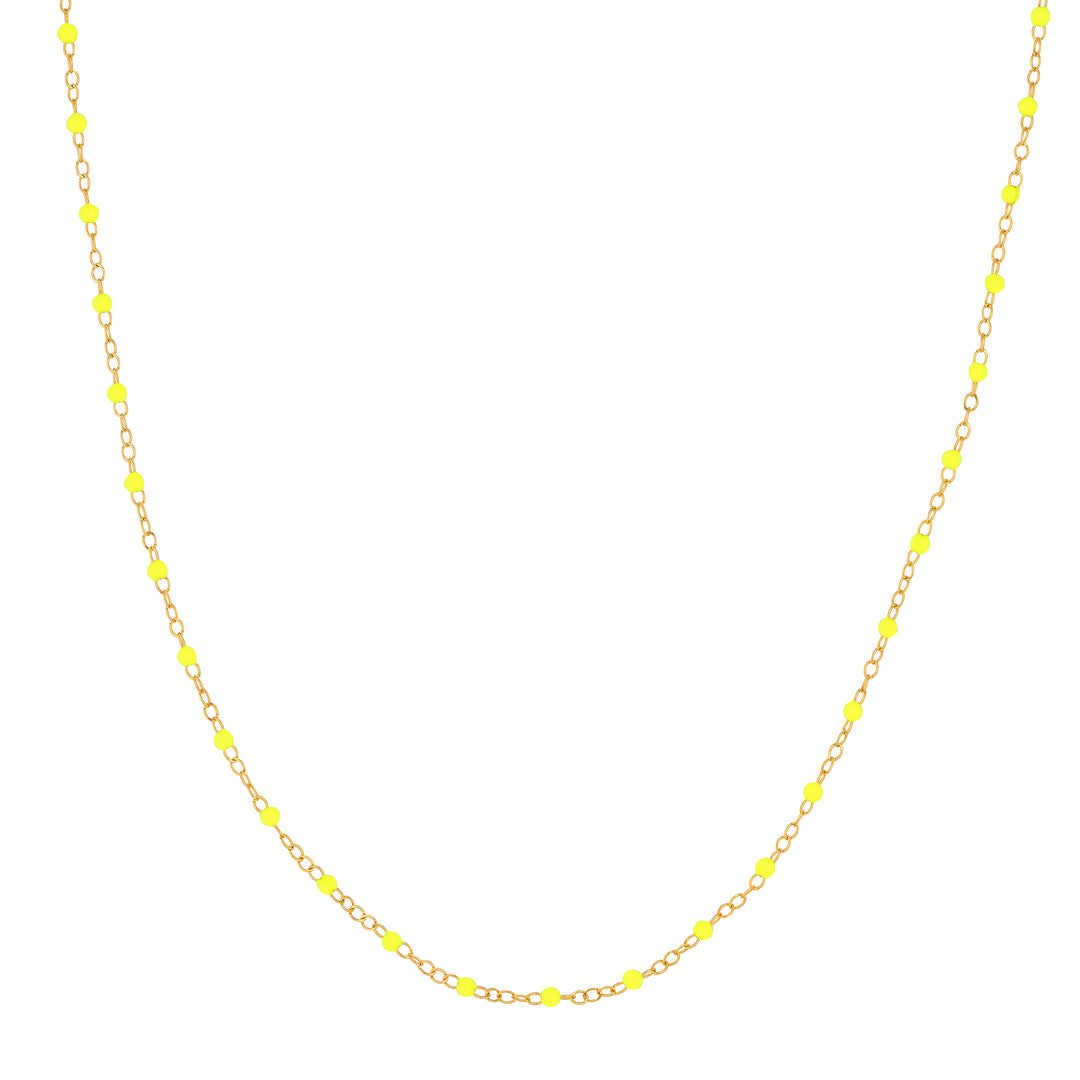 Neon Yellow Enamel Bead Piatto Chain