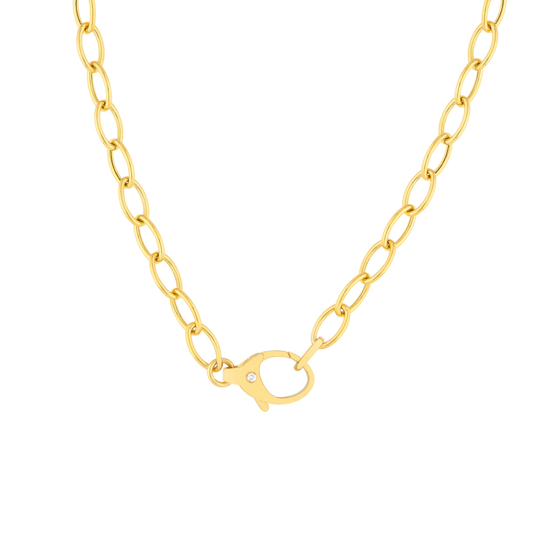 Diamond Pear Lock Oval Link Chain