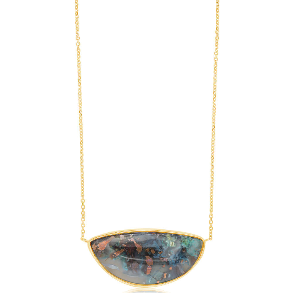 14K Yellow Gold Confetti Chrysocolla Neckpiece