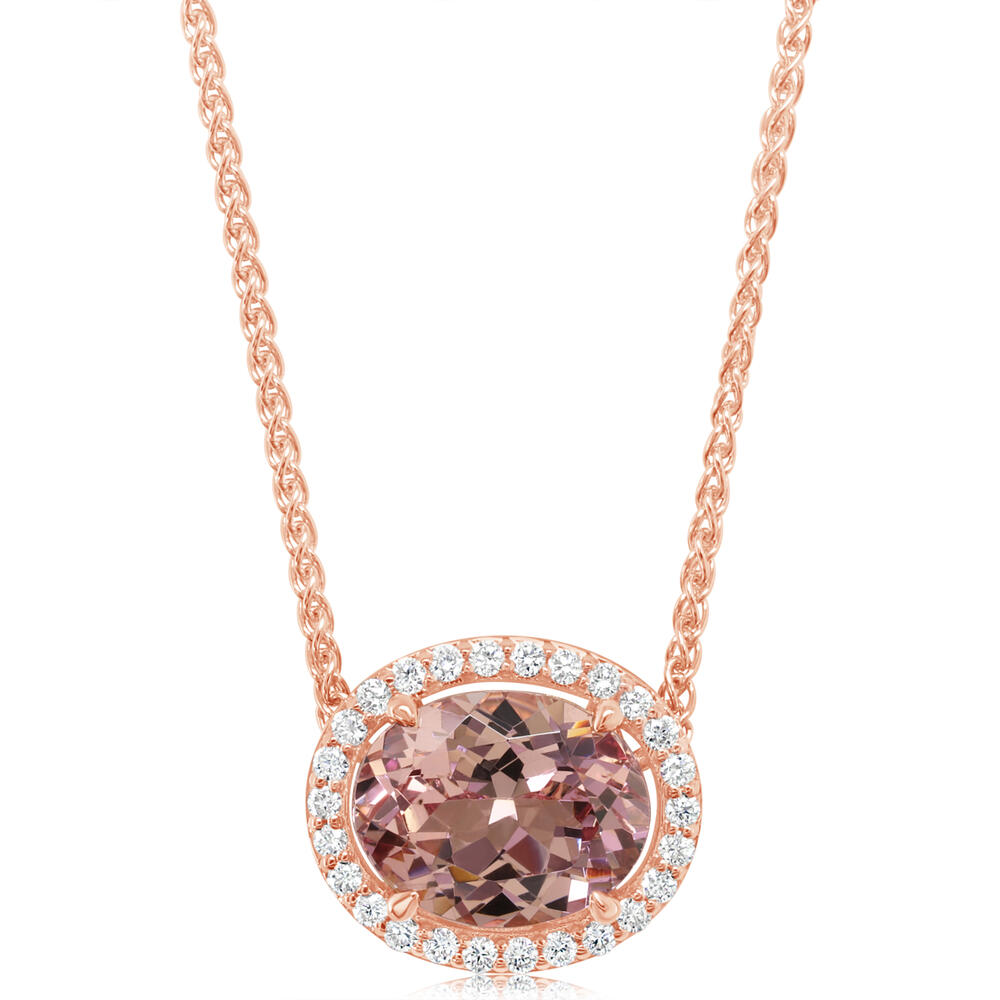 14K Rose Gold Lotus Garnet/Diamond Neckpiece