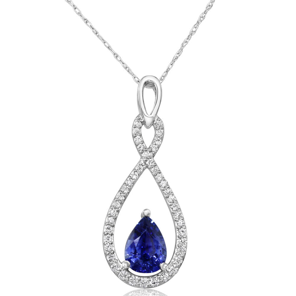 14K White Gold Sapphire/Diamond Pendant