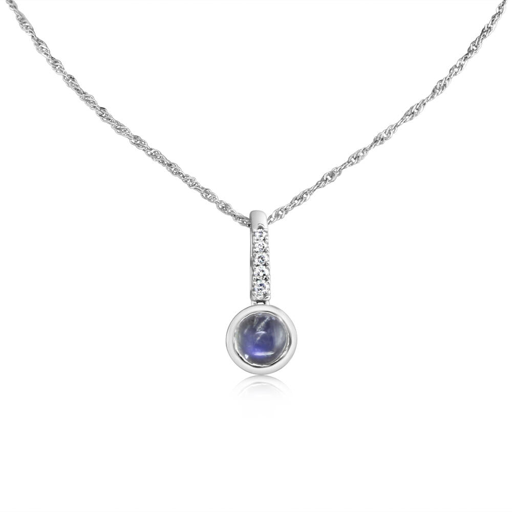 14K White Gold Moonstone/Diamond Pendant