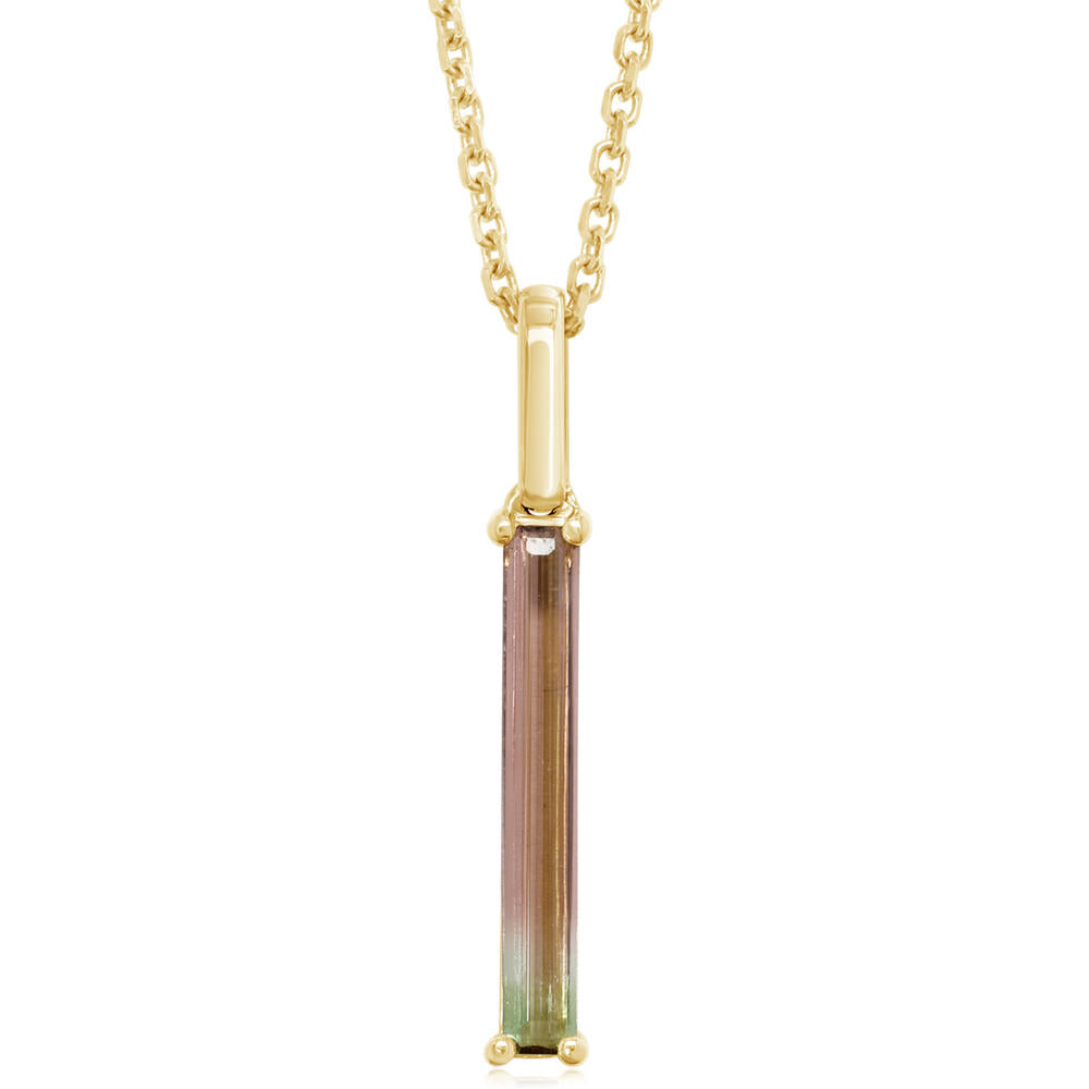 14K Yellow Gold Bi-Color Tourmaline Pendant