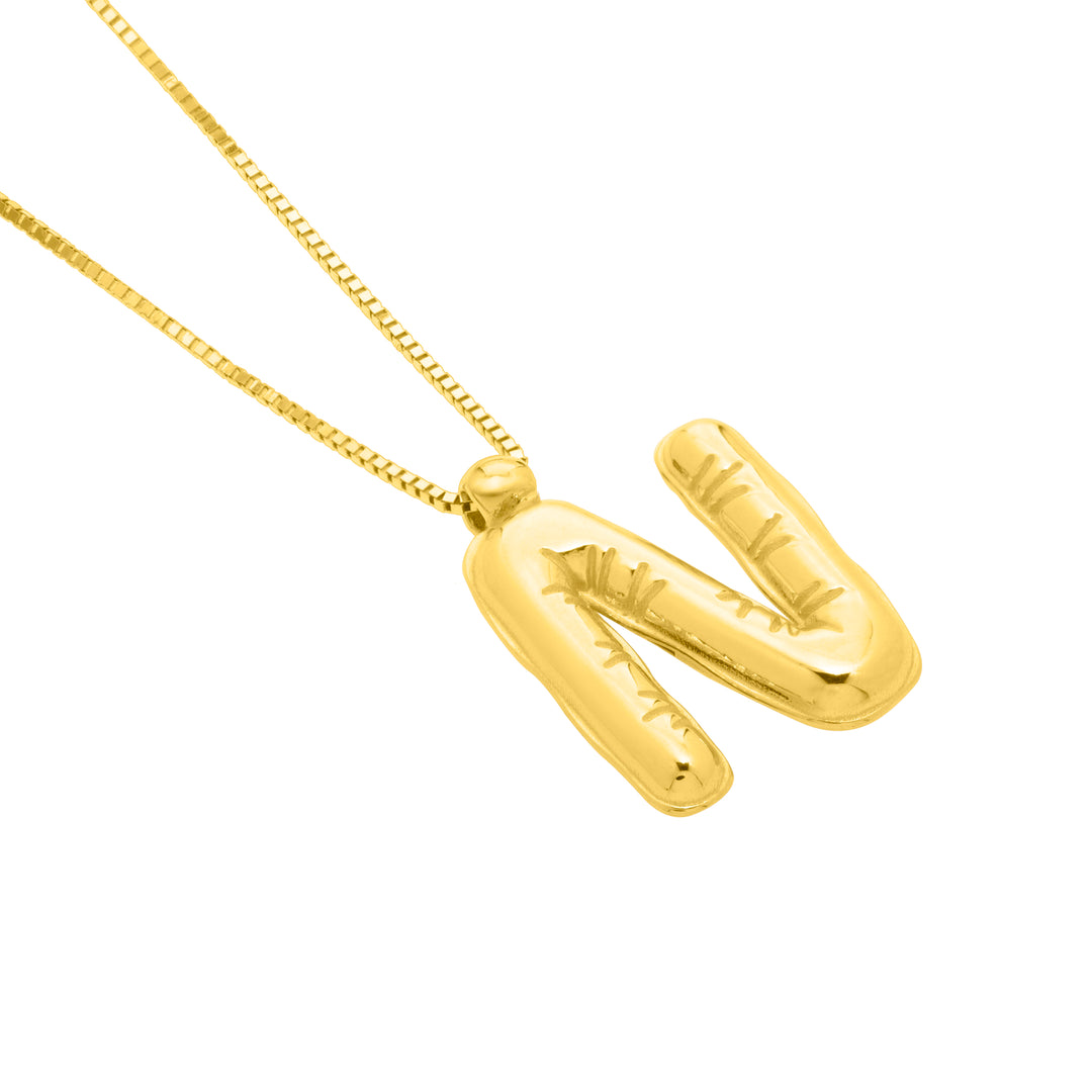 14K Helium Initial N Pendant