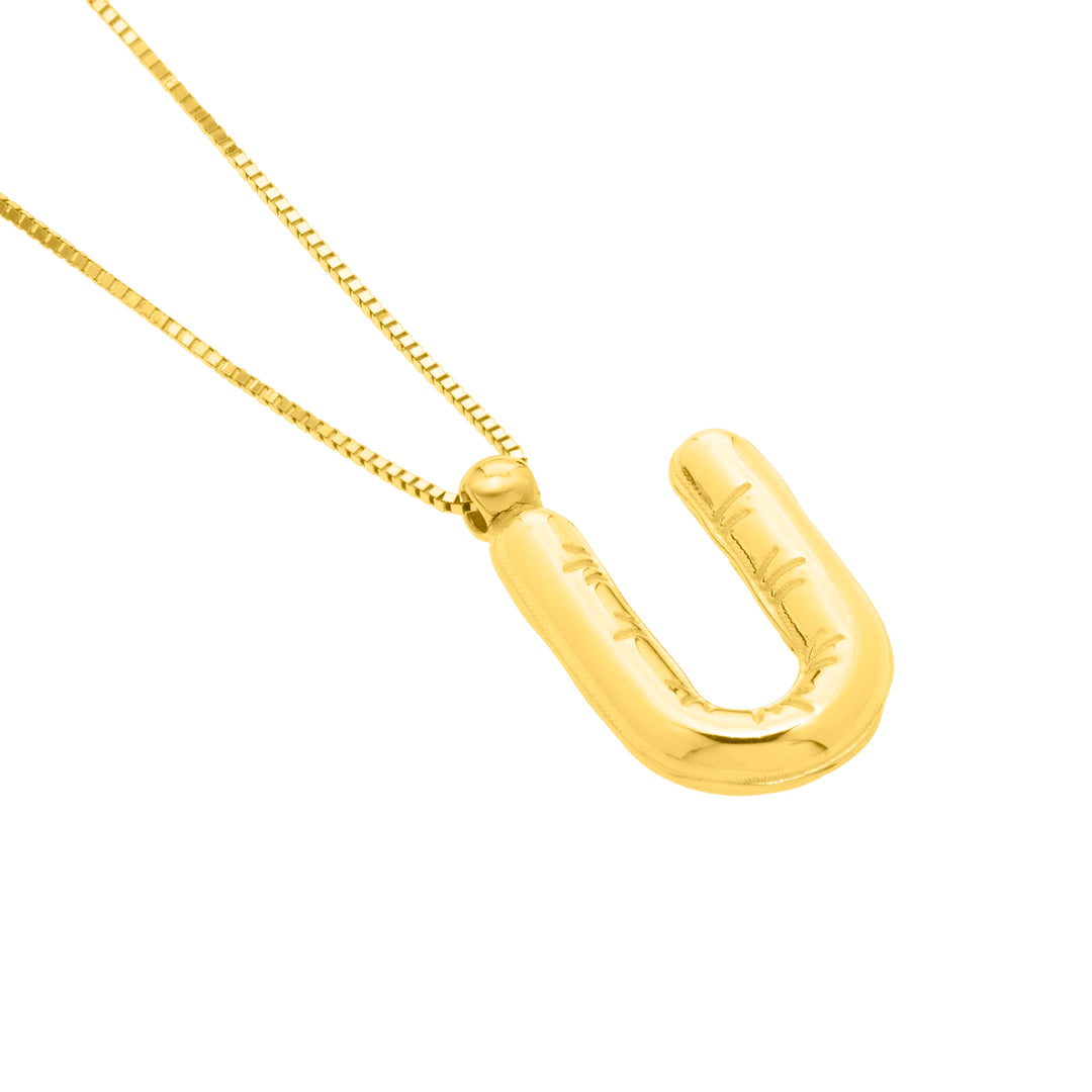 14K Helium Initial U Pendant