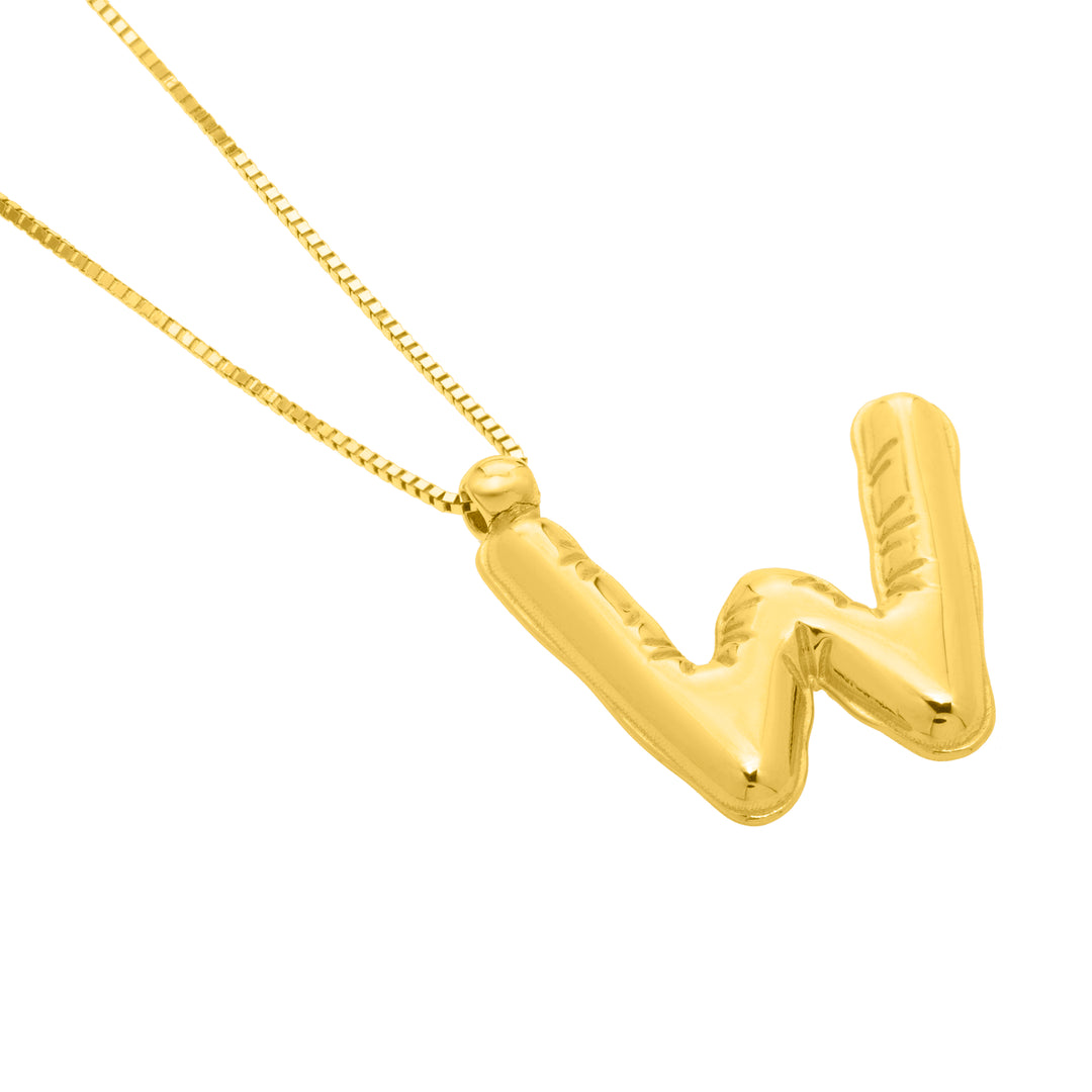 14K Helium Initial W Pendant