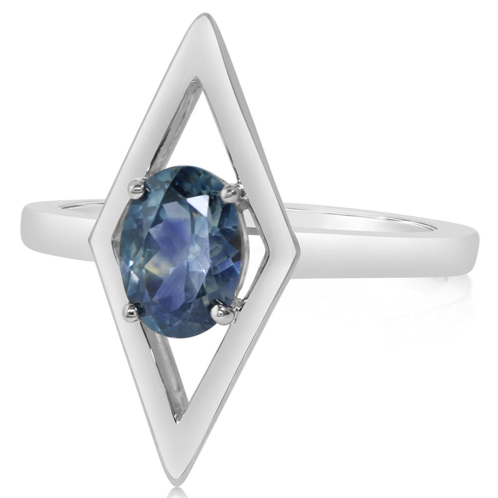 14K White Gold Montana Sapphire Ring