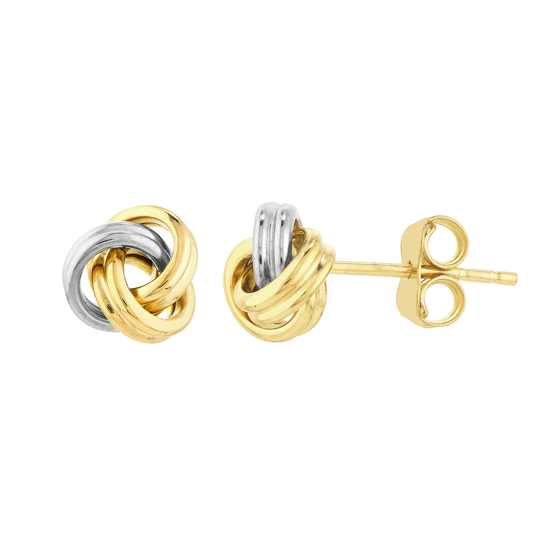 Two-tone Mini Love Knot Stud Earrings on Post Back