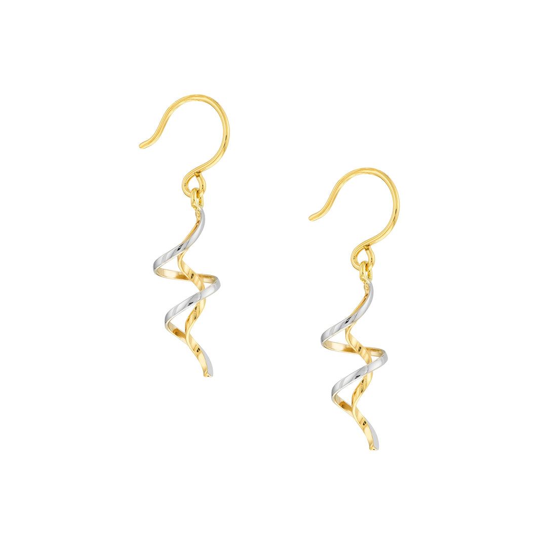 Two-Tone Twisted Wire Earrings on Fish Hook