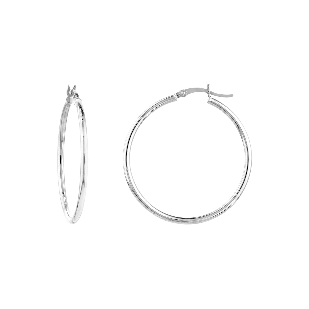 2mm x 35mm Polished Hoop Earrings