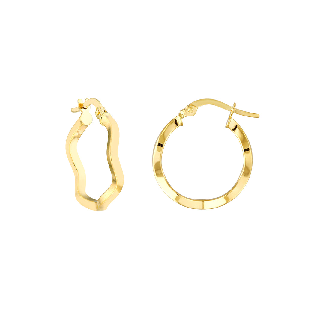 Square Tube Wavy Hoop Earrings