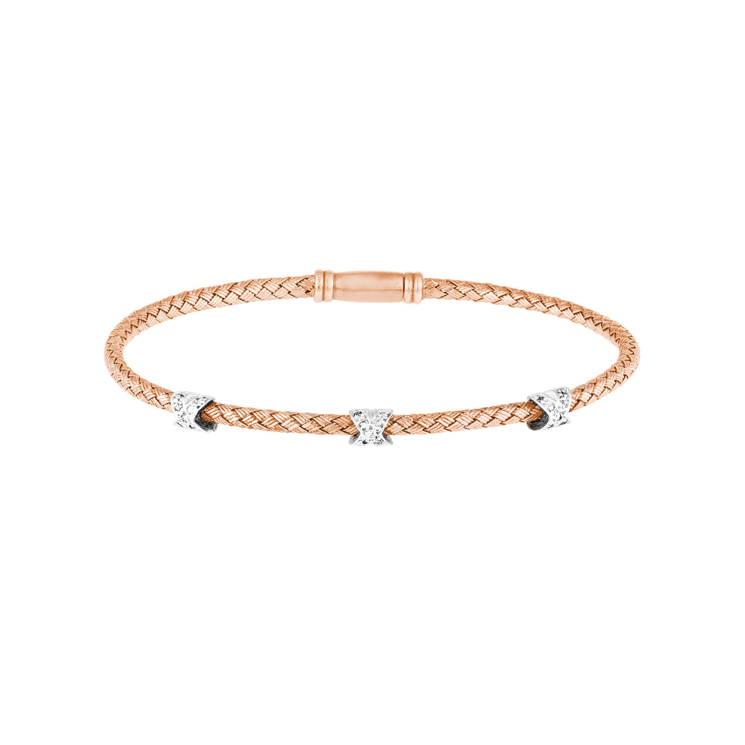 Cross-Cross Diamond Rose/White Mesh Bangle